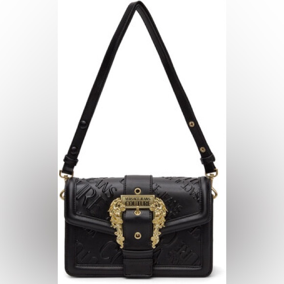 Versace Handbags - Versace Jeans Couture Black Embossed Buckle Bag